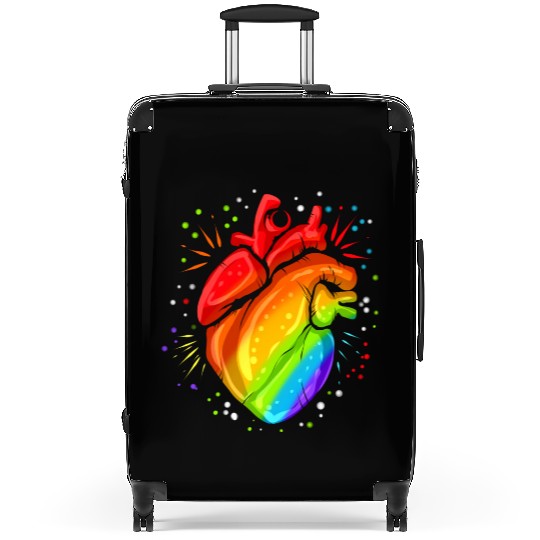 Colorful Real Heart Lgbtq Gay Lesbian Pride Month Suitcases