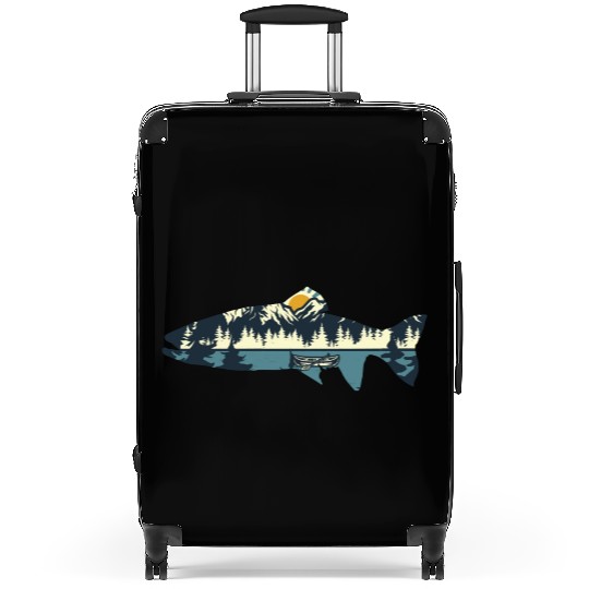 Fish Fishing Nature Landscape Suitcases