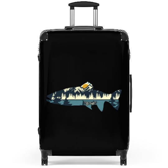 Fish Fishing Nature Landscape Suitcases