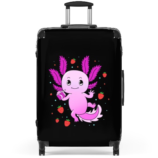 Pastel Gothic Aesthetic Axolotl Strawberry Milk Suitcases