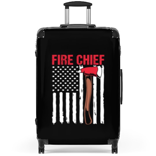 American Flag Patriotic Firefighter Fire Chief Suitcases