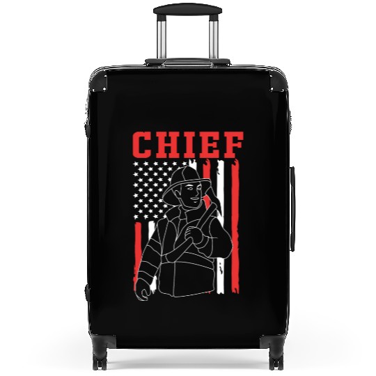 Us Flag Fire Chief Patriotic Firefighter For Men Suitcases