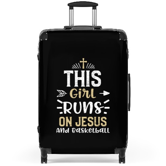 This Girl Runs On Jesus And Bask... Suitcases