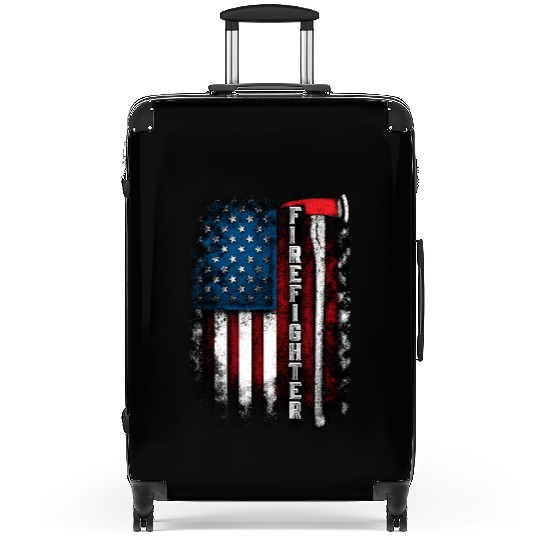 Firefighter Axe Flag USA Suitcases