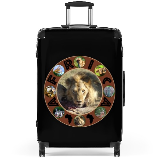 lion stare africa circle Suitcases