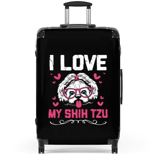 Cute Shih Tzu Wearing Glass I Love My Shih Tzu Suitcases