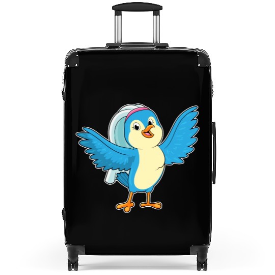 Bird As Bride With Veil Suitcases