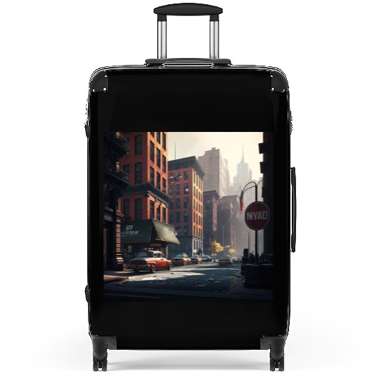 New York City Art Iconic Place Drawing Canvas Suitcases