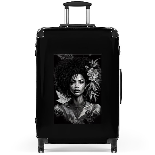 Black-and-White Afrocentric Art Suitcases