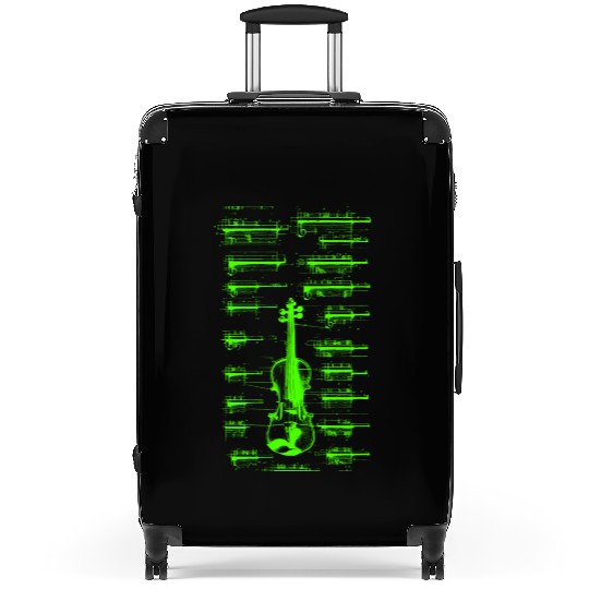 Green Da Vinci Violin Instrument Blueprint Suitcases