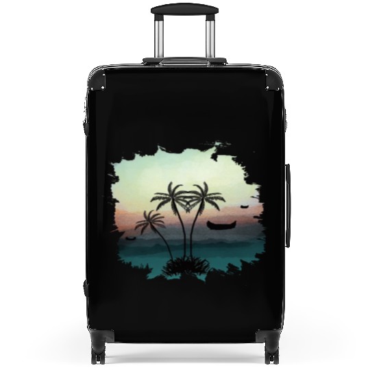 Beach Sunset Watercolor Design Sublimation Art 3 Suitcases