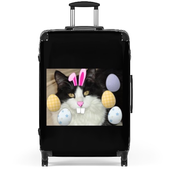Easter Bunny Cat Face Decor Suitcases
