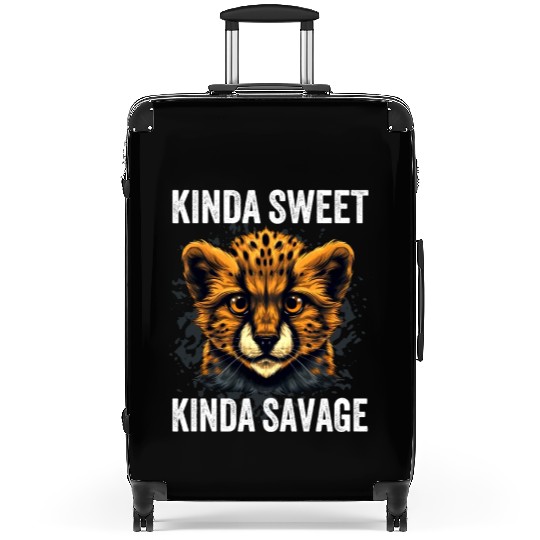 Kinda Sweet Kinda Savage Cute Cheetah Suitcases