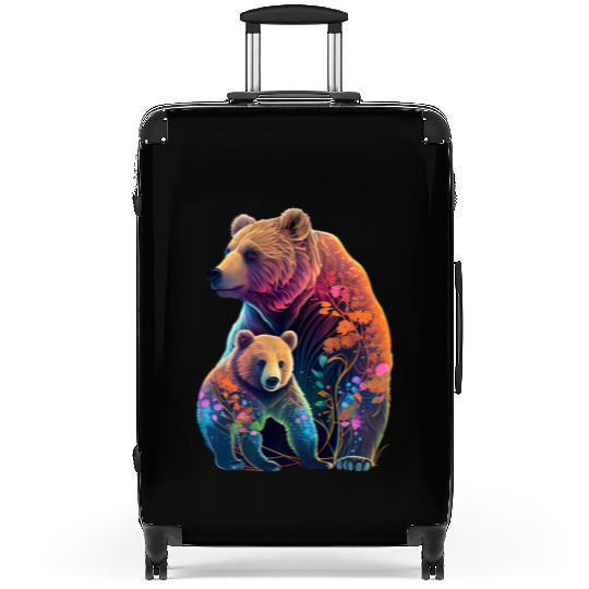 Mother Bear and Cub Sublimation Graphic Wild Life Suitcases
