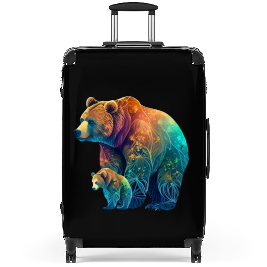 Mother Bear and Cub Sublimation Graphic Wild 1 Suitcases