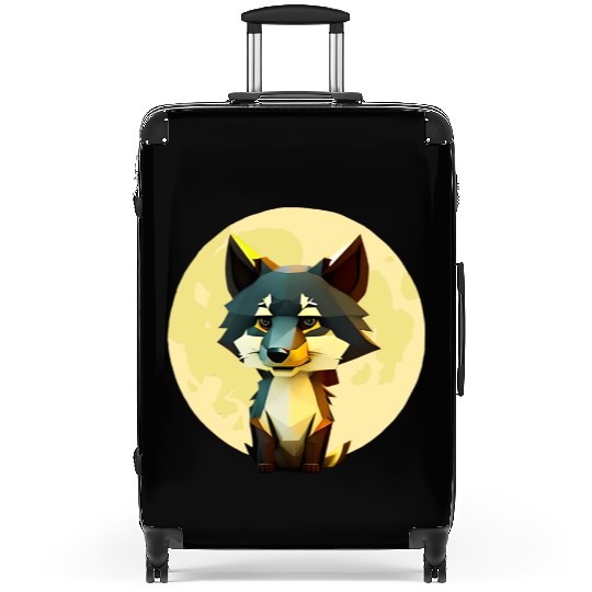 Wolf howling at the moon graphic Suitcases