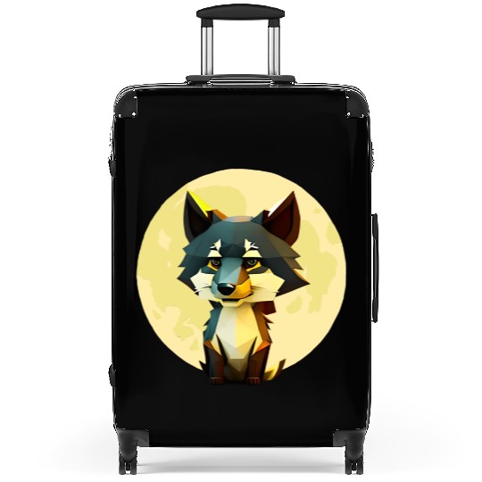 Wolf howling at the moon graphic Suitcases