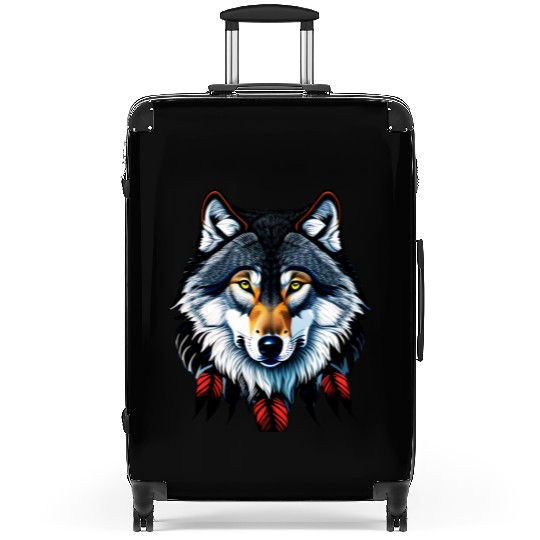 Wolf howling at the moon graphic Suitcases