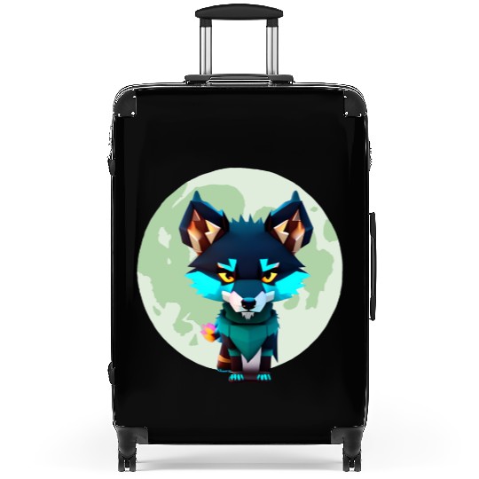 Cute Wolf Moon Graphic Suitcases