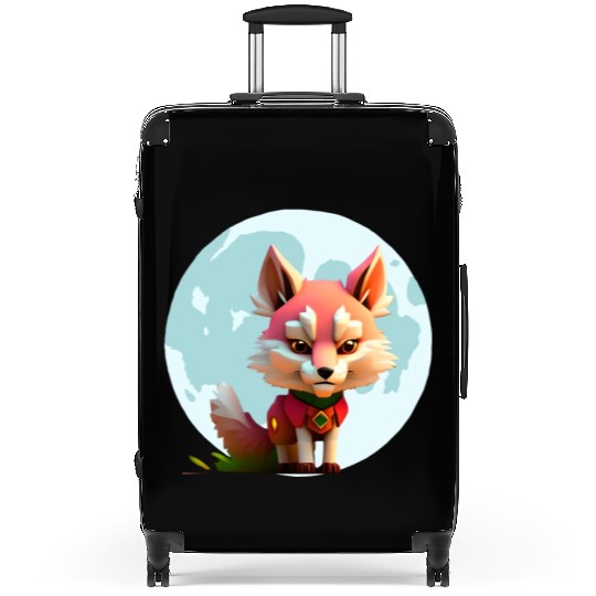 Wolf howling at the moon graphic Suitcases