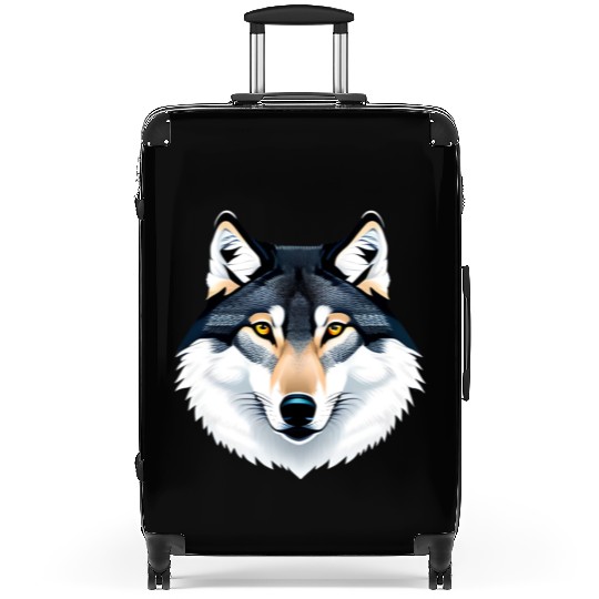 Wolf howling at the moon graphic Suitcases