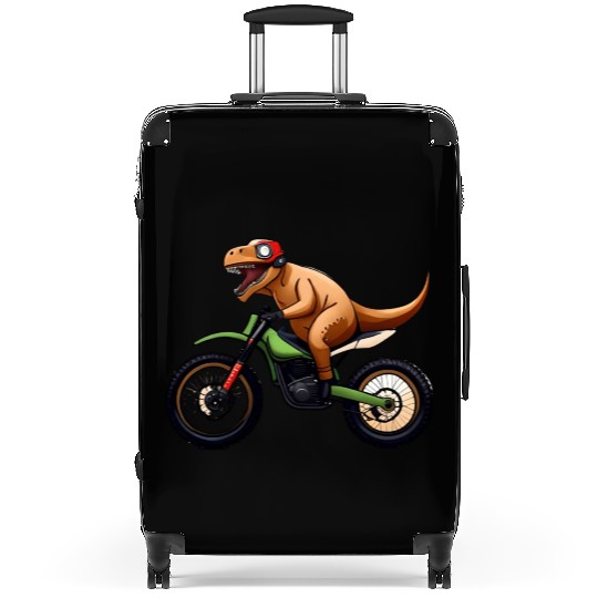 Humorous Dirt Bike for Dinosaurs to Ride Suitcases