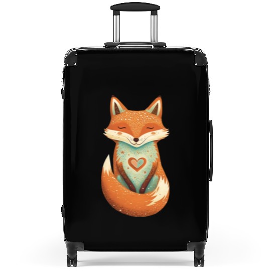 fox forest animals love heart nature animal kid Suitcases