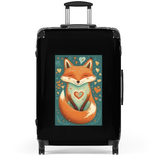fox forest animals love heart nature animal kid Suitcases