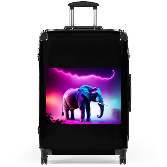 Trance Neon Elephant Graphic Suitcases