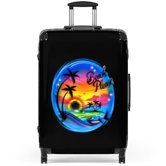 Beach Please Airbrush Colorful Suitcases
