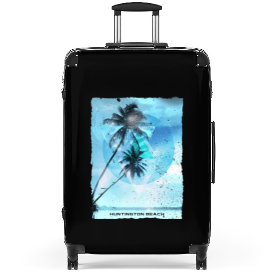 Artistic Huntington Beach California Palm Tree Suitcases