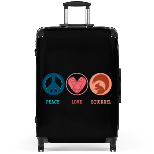 Hippie Animal Lover Gift Peace Sign Squirrel Suitcases