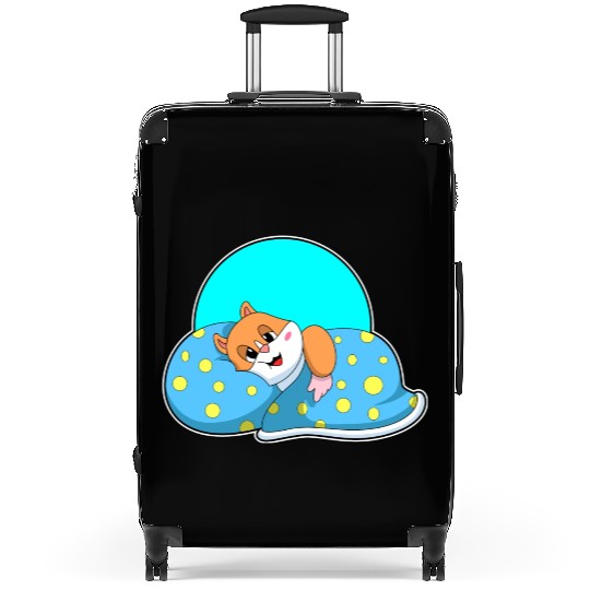 Hamster At Sleeping With Blanket Suitcases