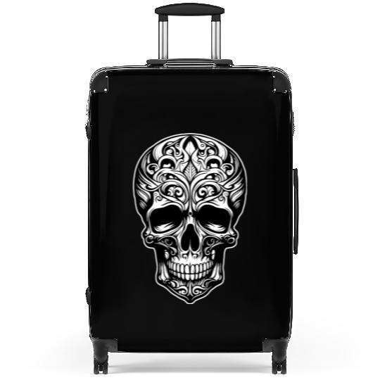 Skull Dia de los Muertos Halloween Tattoo Rose Suitcases