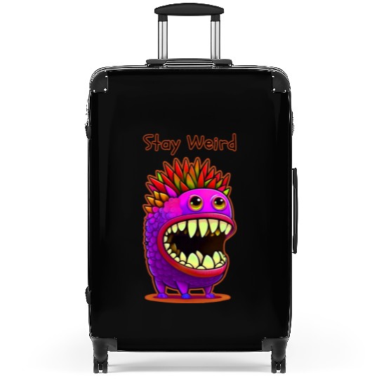 Stay Weird Monster Doodle Violet Suitcases