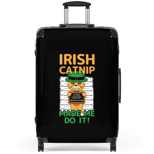 Angry Funny Cat Happy Saint Patrick Day Suitcases