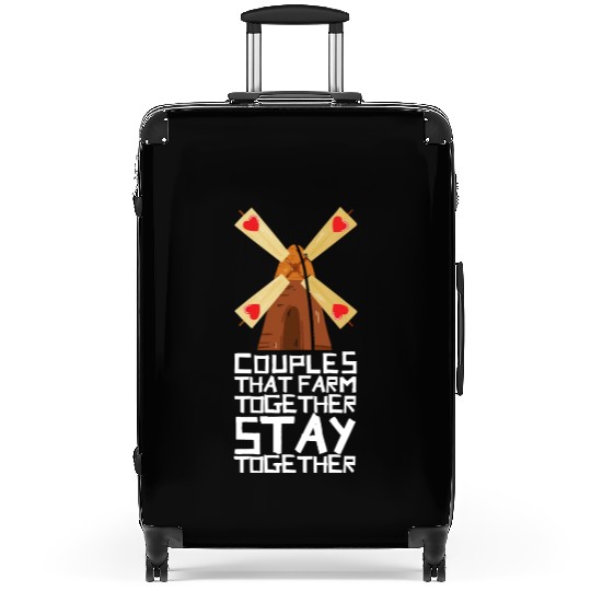 Farming Couple Farmers Suitcases