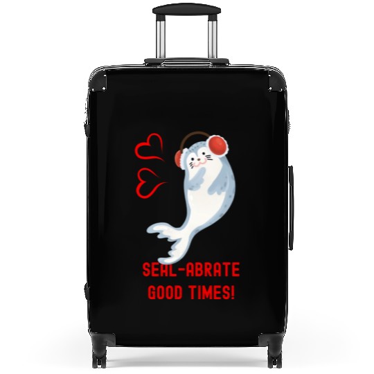 Seal Pun Sealabrate Good Times Cute Funny Animal P Suitcases