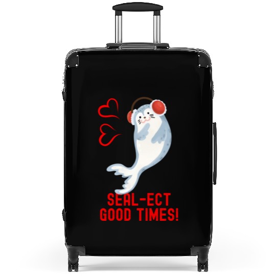 Seal Pun Sealect Good Times Cute Funny Animal Pun Suitcases