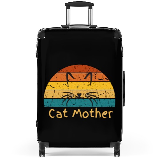 Cat Mother Funny Cat or Kitten Face Graphic Print Suitcases