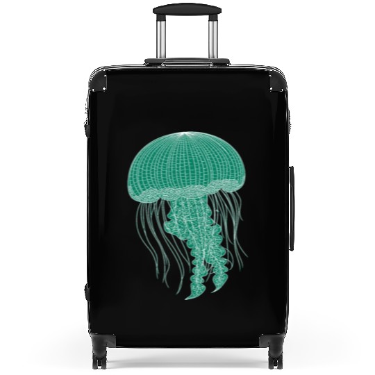Sea life, Green Jellyfish Suitcases
