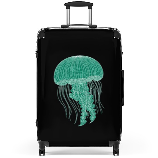 Sea life, Green Jellyfish Suitcases