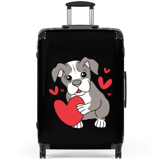 Cute Heart Puppy Boston Terrier Dog Suitcases