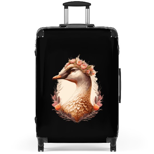 Flower Crown Goose Floral Farm Animal Pet Suitcases