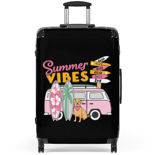 Summer Vibes Sand Beach Surf Relax Shells Sun Suitcases