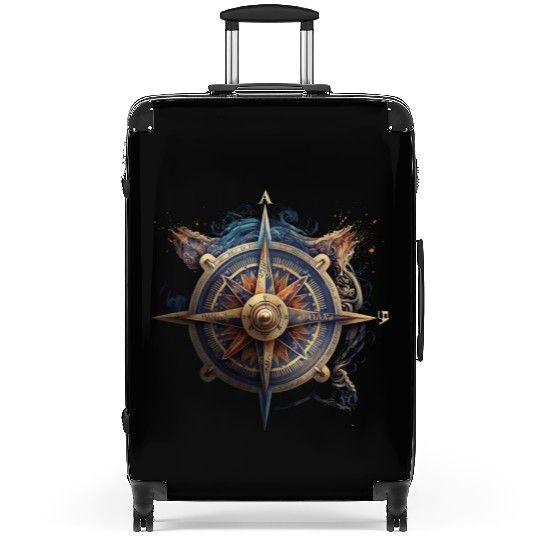 navy compass sailing Suitcases