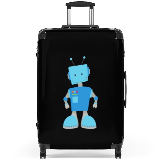 Cute Robot Funny Robot Silly Robot Blue Robot Suitcases