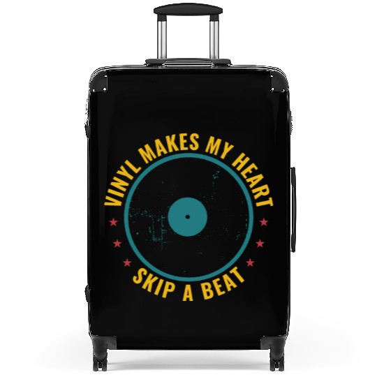 Vinyl Makes My Heart Skip a Beat Funny Record Suitcases