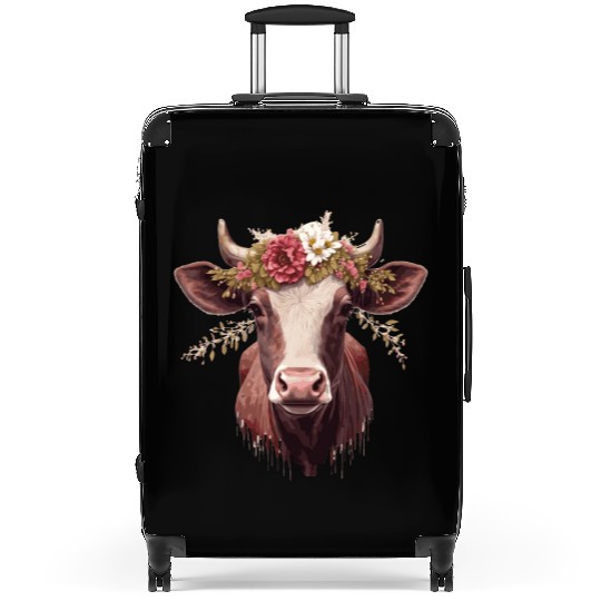 Cow Flower Crown Floral Farm Animal Pet Suitcases