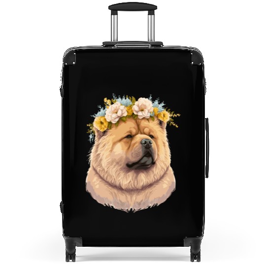 Cute Chow Chow Flower Crown Pet Dog Breed Floral P Suitcases